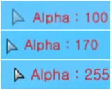 Visual representation of the cursor alpha: